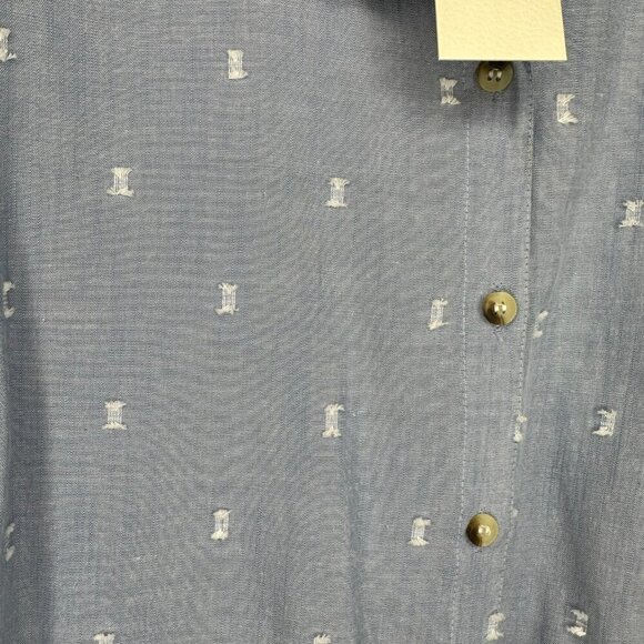 NWT - (L) Sim & Sam Blue Embroidered Button Down, Relaxed Fit Shirt - Picture 3 of 4